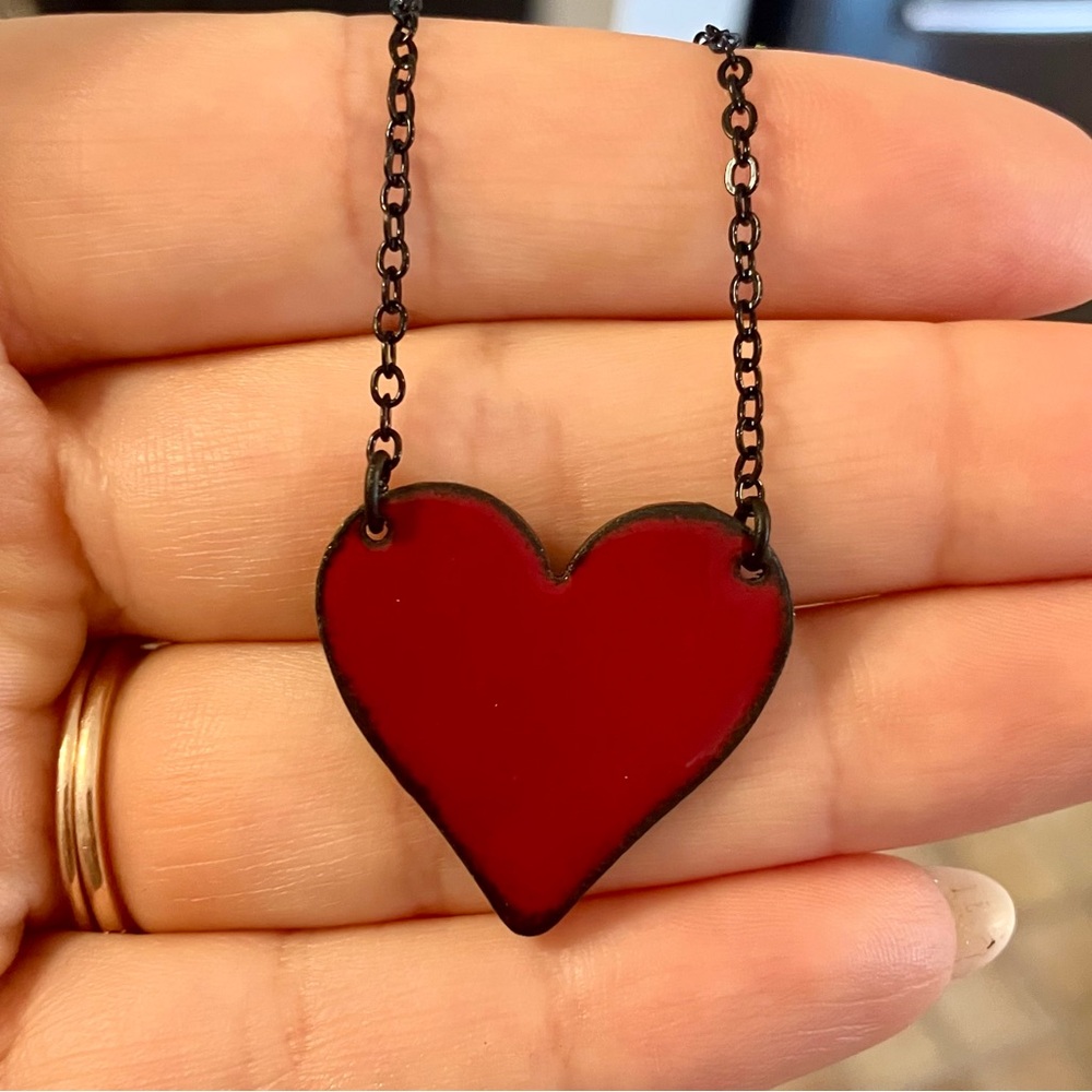 Heart Enamel Pendant Necklace